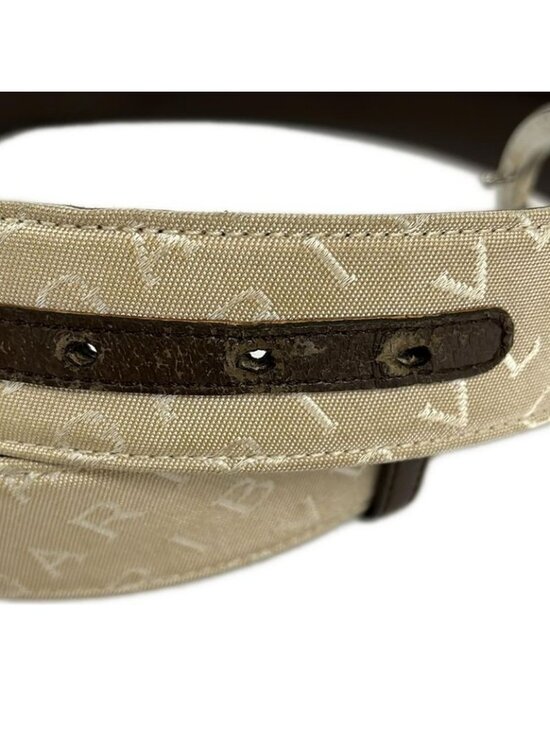 Bvlgari Belt 42 105 Logo Mania Beige White Dark Brown Leather main image 6